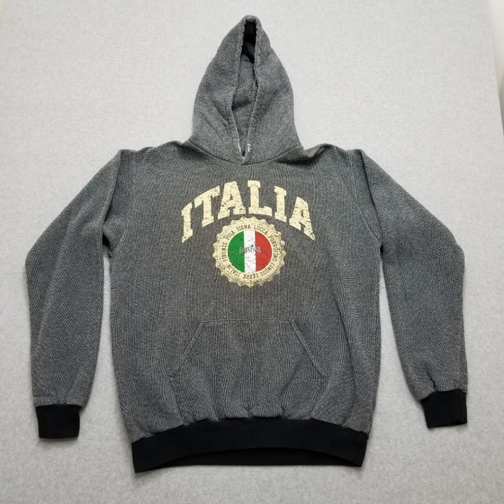 Mens Hoodie XL Gray Long‎ Sleeve Pullover Pockets BMS Moda Italiana Logo